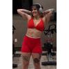 image:imageAoxjox Womens Lexi Lined Seamless Workout Biker Shorts High Waisted Color Block Hidden Scrunch Athletic Yoga Short 55Racing RedWhite
