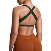 image:imageAoxjox Womens Workout Sports Bras Square Neck Emma Cross Back Fitness Training Gym Bra Yoga Crop TankA Forest Green