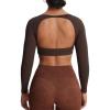 image:imageAoxjox Workout Long Sleeve Crop Tops for Women Clarissa Backless Gym Cropped T Shirt Top Mulch XSmall