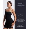 image:imageAoxjox Womens Workout Sleeveless Color Block Lexi Tank Tops Contrasting Strap Cross Back Yoga Curve Longline Crop TopBlackness and White