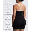 image:imageAoxjox Womens Workout Sleeveless Color Block Lexi Tank Tops Contrasting Strap Cross Back Yoga Curve Longline Crop TopBlackness and White