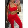 image:imageAoxjox Womens Impact Seamless Workout Leggings Low Waist Hidden Scrunch Butt Lifting Athletic Yoga Pants 24Racing Red