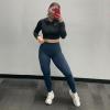 image:imageAoxjox High Waisted Workout Leggings for Women Trinity Yoga Pants 265A Navy