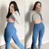 image:imageAoxjox High Waisted Workout Leggings for Women Trinity Yoga Pants 265A Steel Blue