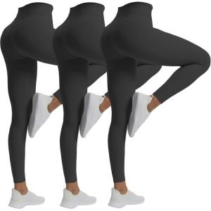 image:imageAoxjox High Waisted Workout Leggings for Women Trinity Yoga Pants 265Black 3 Pieces Pack