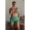 image:imageAoxjox Seamless Camo Scrunch Workout Biker Shorts for Women Tummy Control High Waisted Athletic Gym Running Yoga Short 5Emerald Green Camo