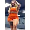 image:imageAoxjox Seamless Camo Scrunch Workout Biker Shorts for Women Tummy Control High Waisted Athletic Gym Running Yoga Short 5Orange Camo