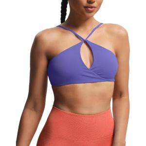 image:imageAoxjox Womens Workout Sports Bras Fitness Adjusted Ariel Halter Bra Yoga Crop TankViolet