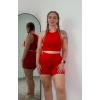 image:imageAoxjox Seamless Biker Shorts for Women Impact Hidden Scrunch Low Waisted Athletic Yoga Short 354556Racing Red  With Logo