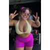 image:imageAoxjox Seamless Biker Shorts for Women Impact Hidden Scrunch Low Waisted Athletic Yoga Short 354556Real Purple  With Logo
