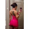 image:imageAoxjox Seamless Biker Shorts for Women Impact Hidden Scrunch Low Waisted Athletic Yoga Short 354556Rose Red  With Logo