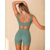 image:imageAoxjox Workout Biker Shorts with Pockets for Women High Waisted Gym Running Luxeyoga Yoga Short 6Mineral