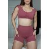image:imageAoxjox Workout Biker Shorts with Pockets for Women High Waisted Gym Running Luxeyoga Yoga Short 6Rose Berry Burgundy Red