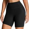 image:imageAoxjox Workout Biker Shorts with Pockets for Women High Waisted Gym Running Luxeyoga Yoga Short 6Black