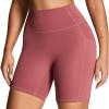 image:imageAoxjox Workout Biker Shorts with Pockets for Women High Waisted Gym Running Luxeyoga Yoga Short 6Rose Berry Burgundy Red