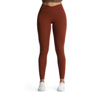 image:imageAoxjox High Waisted Workout Leggings for Women CrossWaist Crossover Tummy Control Trinity Buttery Soft Yoga Pants 26Cherry Mahogany