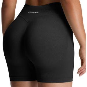 image:imageAoxjox Seamless Biker Shorts for Women Impact Hidden Scrunch Low Waisted Athletic Yoga Short 354556Black  With Logo