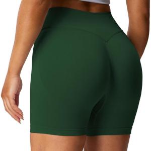 image:imageAoxjox Seamless Biker Shorts for Women Impact Hidden Scrunch Low Waisted Athletic Yoga Short 354556Dark Green  Without Logo run Small