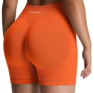 image:imageAoxjox Seamless Biker Shorts for Women Impact Hidden Scrunch Low Waisted Athletic Yoga Short 354556Fiery Orange  With Logo