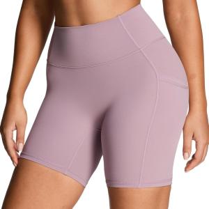 image:imageAoxjox Workout Biker Shorts with Pockets for Women High Waisted Gym Running Luxeyoga Yoga Short 6Mauve