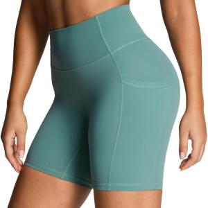 image:imageAoxjox Workout Biker Shorts with Pockets for Women High Waisted Gym Running Luxeyoga Yoga Short 6Mineral