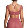 image:imageAoxjox Womens Workout Sports Bras Luxeyoga Fitness Scrunch Bra Yoga Crop TankRose Berry Burgundy Red