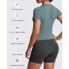 image:imageAoxjox Womens Casual Basic Tee HIGH Elastic Cotton TShirt Short Sleeve Tops Everyday Crew Neck Slim Fit Y2kDeep Lagoon