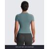 image:imageAoxjox Womens Casual Basic Tee HIGH Elastic Cotton TShirt Short Sleeve Tops Everyday Crew Neck Slim Fit Y2kDeep Lagoon
