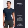 image:imageAoxjox Womens Casual Basic Tee HIGH Elastic Cotton TShirt Short Sleeve Tops Everyday Crew Neck Slim Fit Y2kNavy