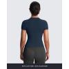 image:imageAoxjox Womens Casual Basic Tee HIGH Elastic Cotton TShirt Short Sleeve Tops Everyday Crew Neck Slim Fit Y2kNavy
