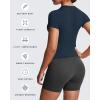 image:imageAoxjox Womens Casual Basic Tee HIGH Elastic Cotton TShirt Short Sleeve Tops Everyday Crew Neck Slim Fit Y2kNavy