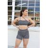 image:imageAoxjox Womens Workout Bandeau Bras Training Fitness Running Yoga Crop Tank2 Black Dot Print