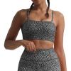 image:imageAoxjox Womens Workout Bandeau Bras Training Fitness Running Yoga Crop Tank2 Black Dot Print