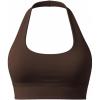 image:imageAoxjox Womens Workout Sports Bras Lumira Square Neck Halter Twist Back LowMedium Impact Lumastretch Luxe Yoga Crop TankEspresso