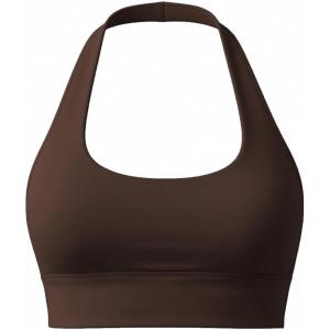image:imageAoxjox Womens Workout Sports Bras Lumira Square Neck Halter Twist Back LowMedium Impact Lumastretch Luxe Yoga Crop TankEspresso