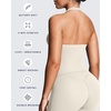 image:imageAoxjox Womens Sleeveless Athlenza Halter Tank Tops Workout Athletics Lumastretch Yoga Curve Longline Crop TopVanilla Beige