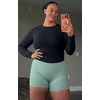image:imageAoxjox Workout Biker Shorts for Women Lumira High Waisted Exercise Athletic Gym Running Lumastretch Luxe Yoga Short 5Eucalyptus