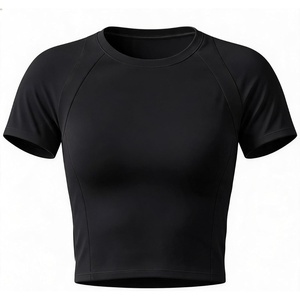 image:imageAoxjox Womens Raglan Lumira Short Sleeve Workout TShirt Crew Neck Tee No Pad Lumastretch Luxe Gym Yoga T Shirt TopTrue Black