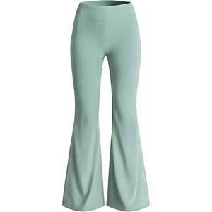 image:imageAoxjox Womens Workout Lumira Flare Leggings High Waisted Tummy Control Lumastretch Luxe Buttery Soft Wide Leg Yoga Pant 32Eucalyptus