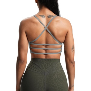 image:imageAoxjox Womens Workout Sports Bras Fitness Amor Low Impact Bra Yoga Crop TankGrey