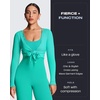 image:imageAoxjox Womens Athlenza Ruffle Wrap Tie Front Tops Long Sleeve Shrug Crop Top Ballet Yoga Workout CardiganDeep Teal