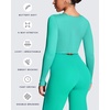 image:imageAoxjox Womens Athlenza Ruffle Wrap Tie Front Tops Long Sleeve Shrug Crop Top Ballet Yoga Workout CardiganDeep Teal