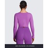 image:imageAoxjox Womens Athlenza Ruffle Wrap Tie Front Tops Long Sleeve Shrug Crop Top Ballet Yoga Workout CardiganMuted Violet
