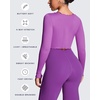 image:imageAoxjox Womens Athlenza Ruffle Wrap Tie Front Tops Long Sleeve Shrug Crop Top Ballet Yoga Workout CardiganMuted Violet