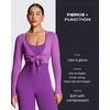 image:imageAoxjox Womens Athlenza Ruffle Wrap Tie Front Tops Long Sleeve Shrug Crop Top Ballet Yoga Workout CardiganMuted Violet
