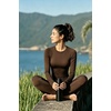 image:imageAoxjox Womens Raglan Lumira Long Sleeve Workout TShirt Crew Neck Tee No Pad Lumastretch Luxe Gym Yoga T Shirt TopEspresso