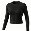 image:imageAoxjox Womens Raglan Lumira Long Sleeve Workout TShirt Crew Neck Tee No Pad Lumastretch Luxe Gym Yoga T Shirt TopTrue Black