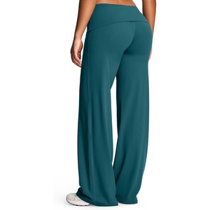 image:imageAoxjox Womens Workout Athlenza Fold Over Waist Straight Leg Bottoms Lumastretch Gym Yoga Pants 313335Evergreen