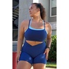 image:imageAoxjox Polly Workout Biker Shorts with Pockets for Women Crossover High Waisted Hidden Scrunch Gym Running Yoga Short 6Bellwether Blue