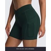 image:imageAoxjox Polly Workout Biker Shorts with Pockets for Women Crossover High Waisted Hidden Scrunch Gym Running Yoga Short 6Forest Green